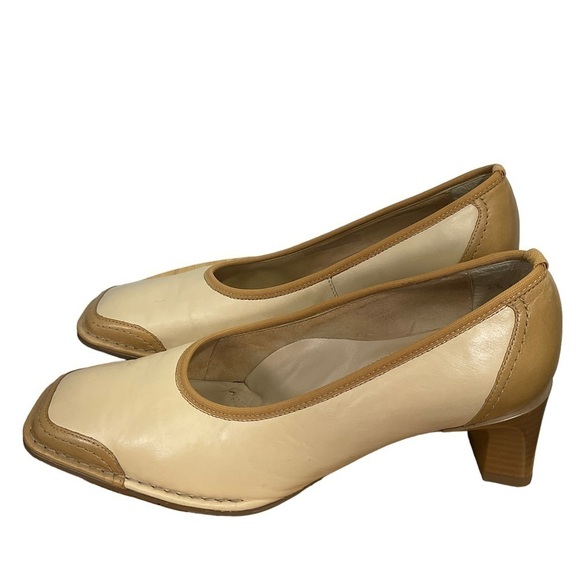 Ara Shoes - ARA Flex Shoes Leather Cream And Camel Relax Spectator Pumps Low‎ Heels Size 5